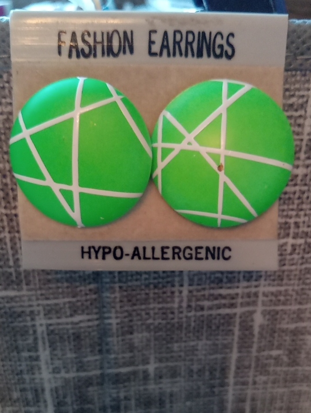80s Retro Neon Green Button Earrings